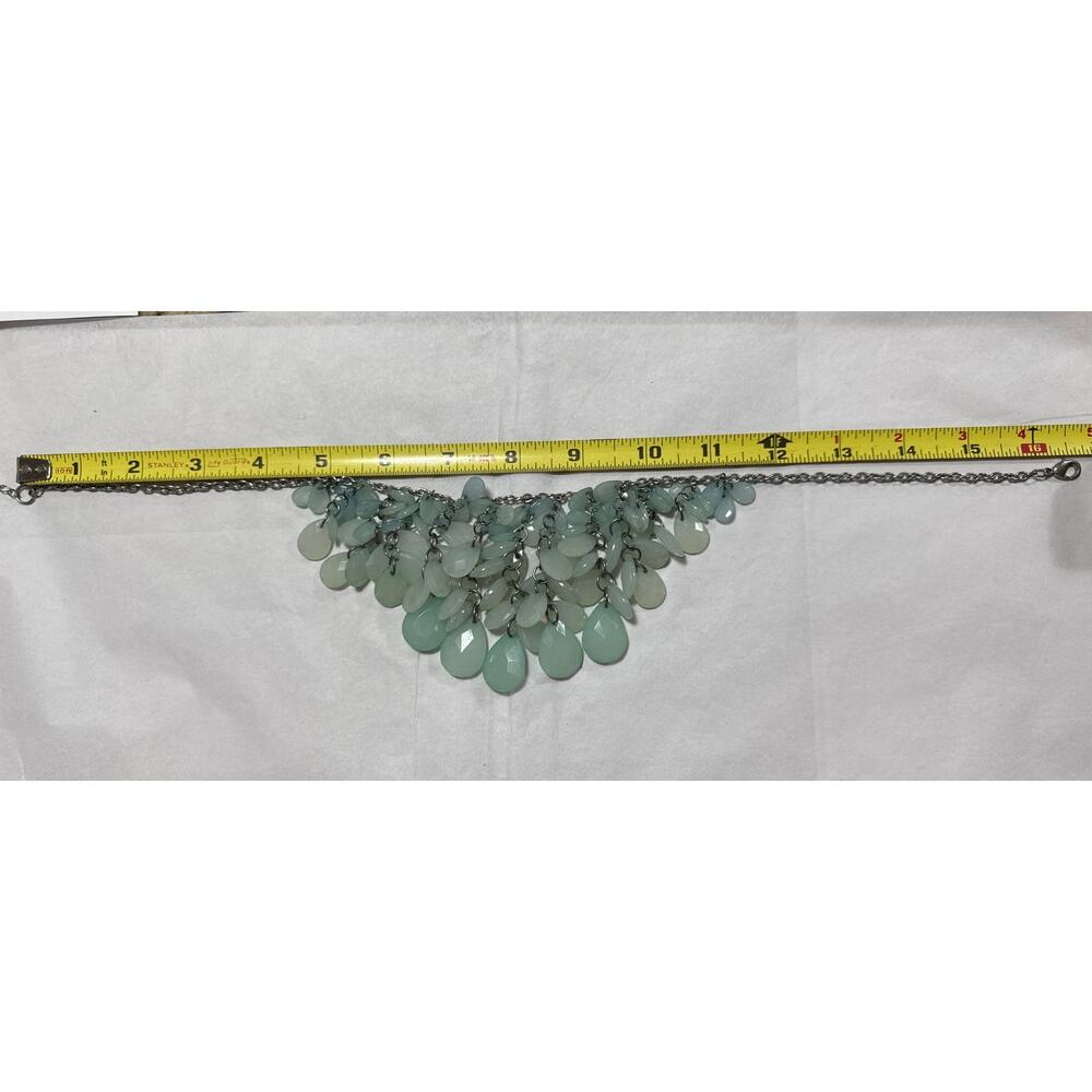 16" Chain With Layers of Cascading Sea Foam Green, Light Blue Faceted Beads - Picture 3 of 3